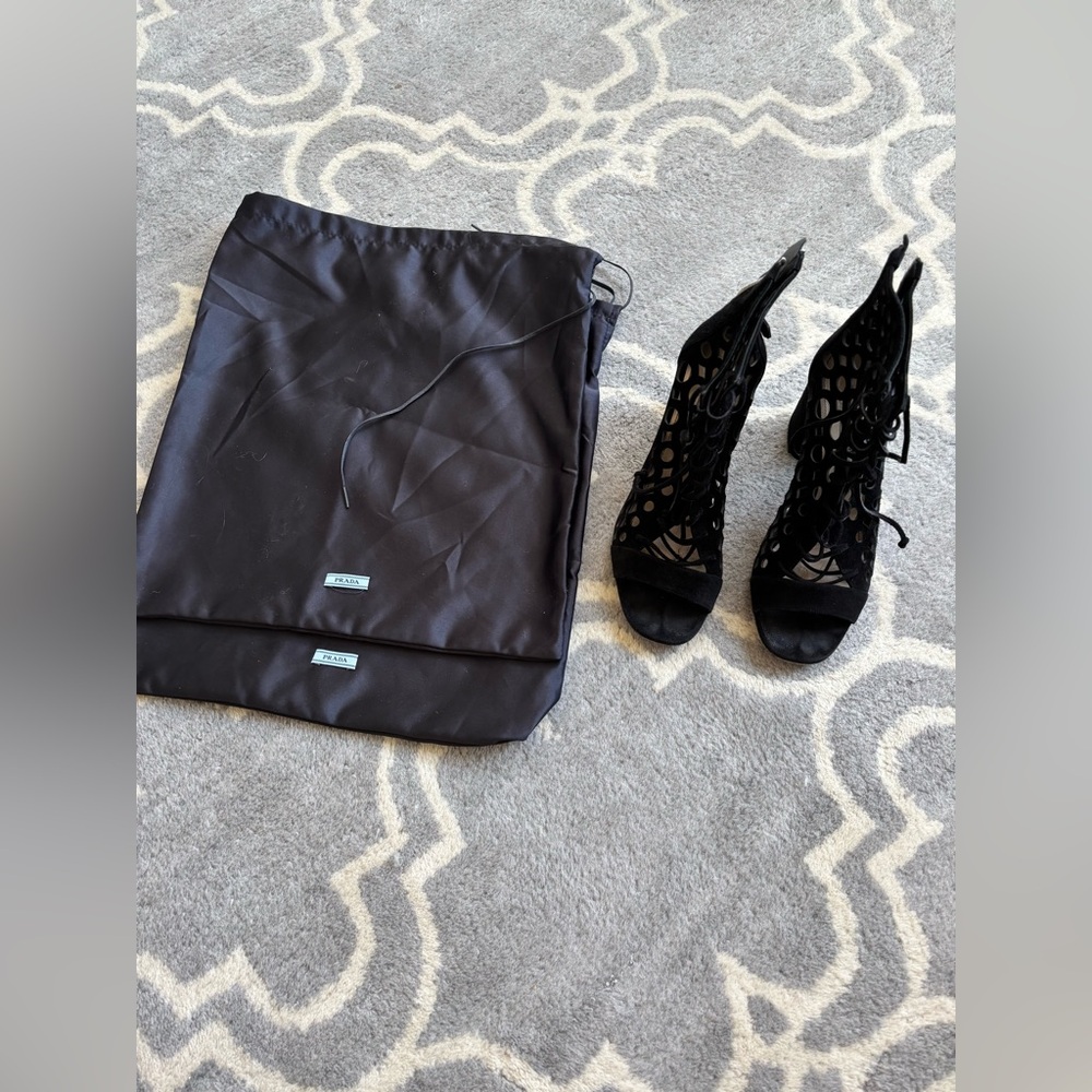 Prada Size 27 Black Suede Sandals